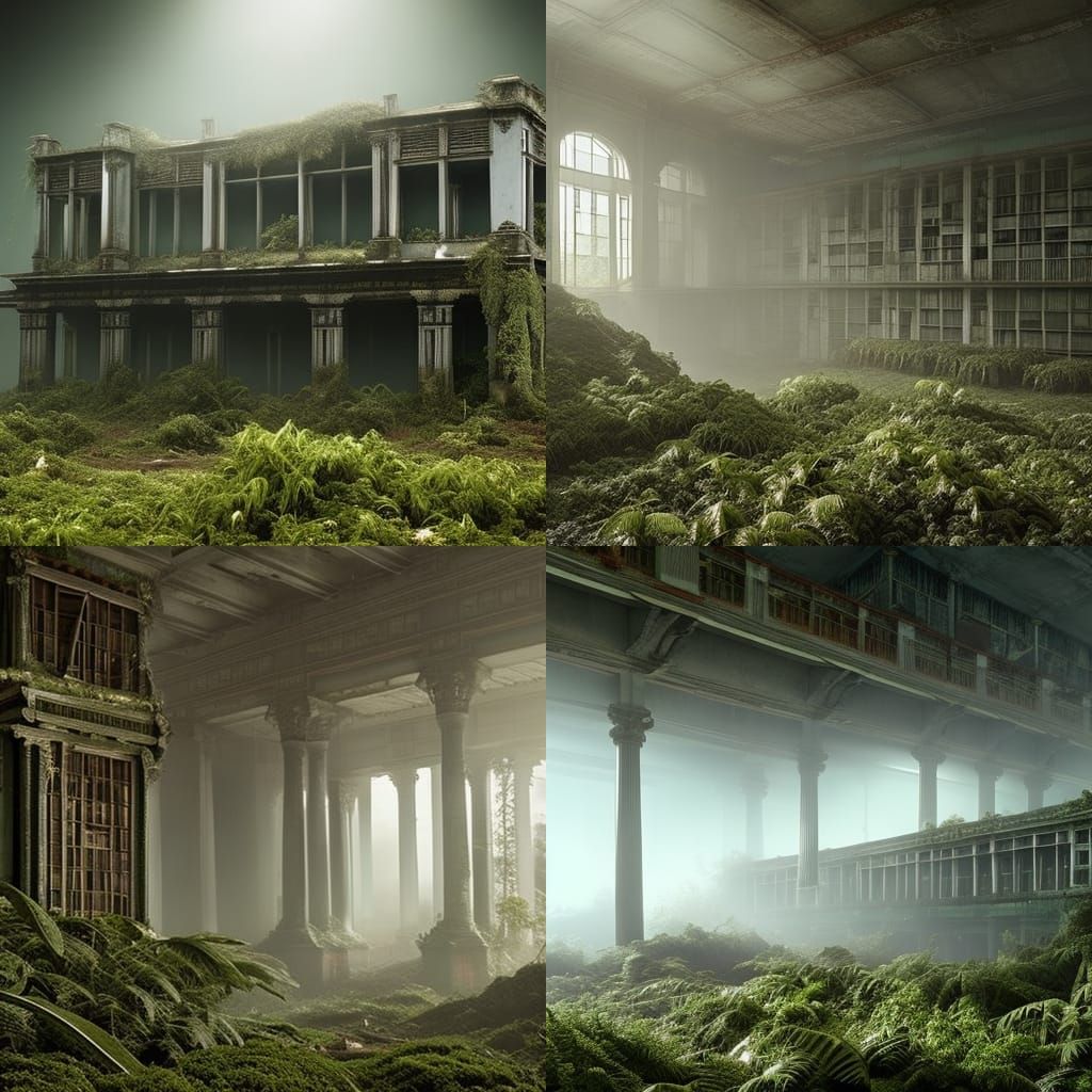 Jungle Overtakes Derelict Library: Post-Apocalyptic Digital ...