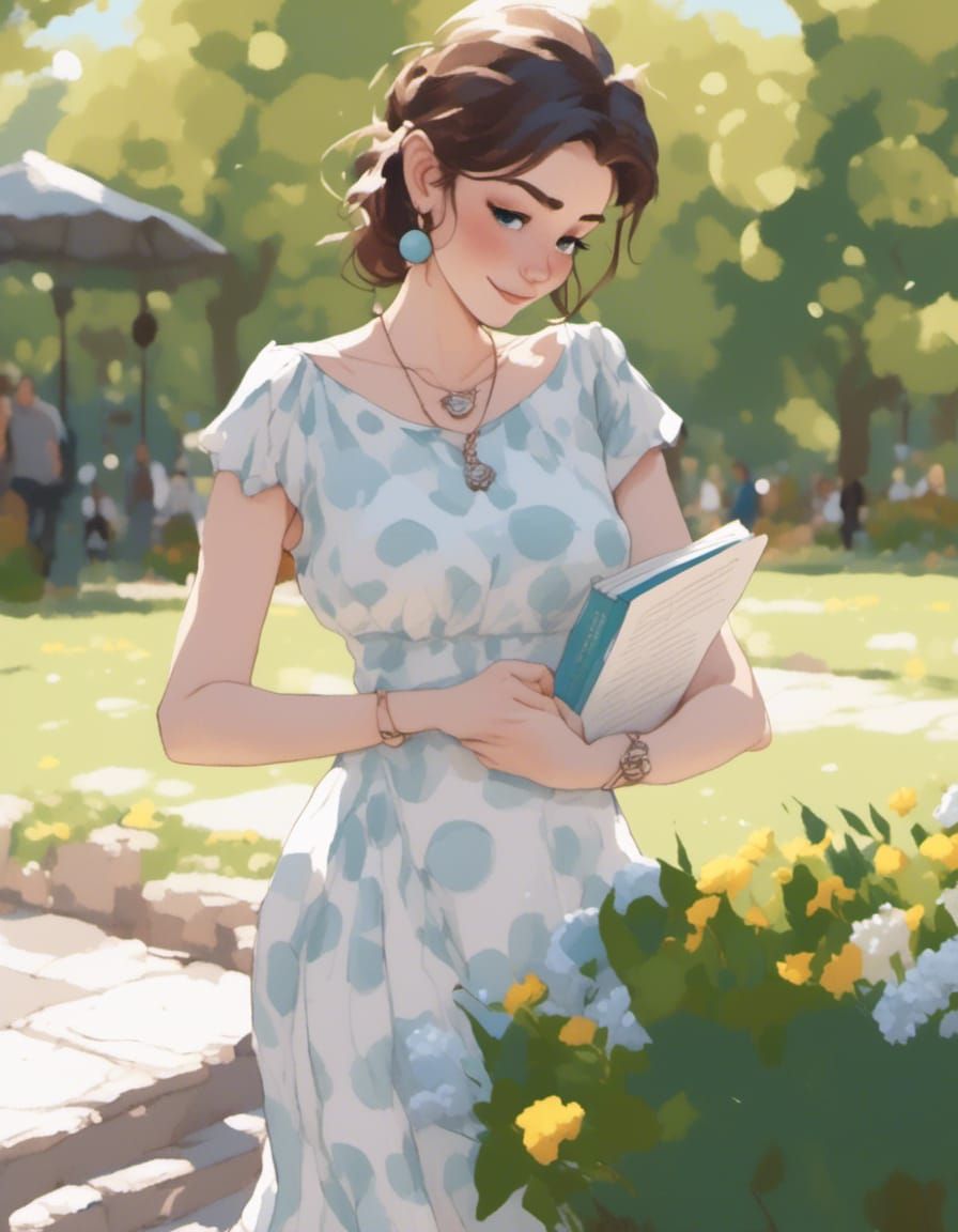 Aquamarine holding a book. Elf-Haven CentralPark.