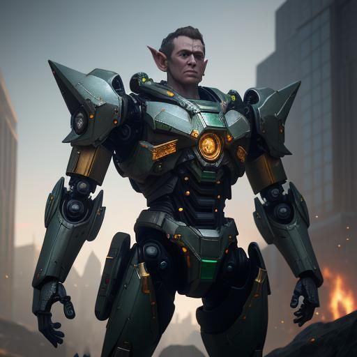 Futuristic Sci-Fi Christmas Elf with Mech Details