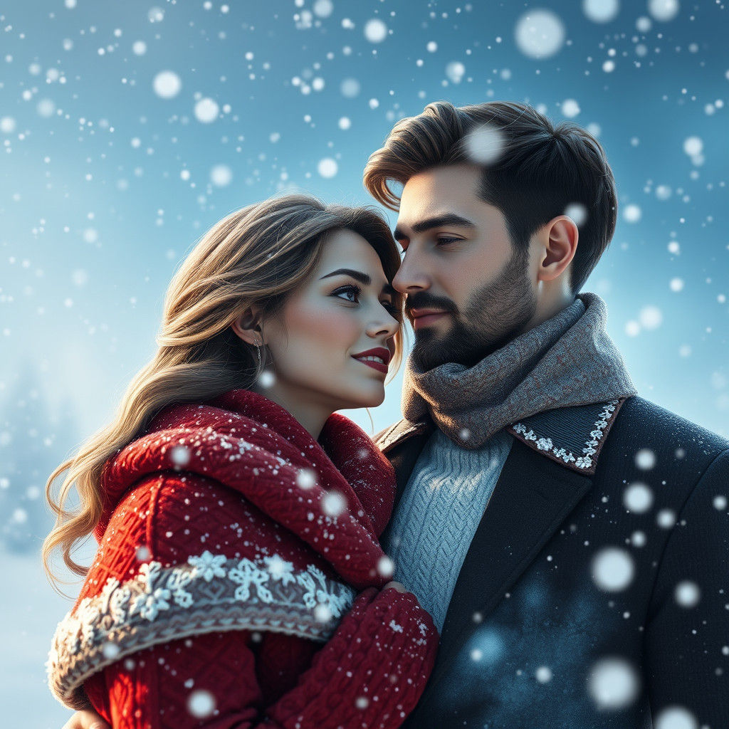 Elegant Couple in Winter Wonderland, Artgerm Style