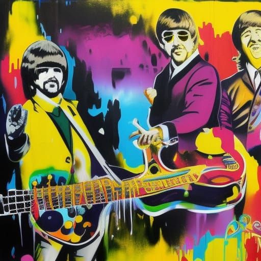 The Beatles Graffiti Art: Yellow Submarine Chase