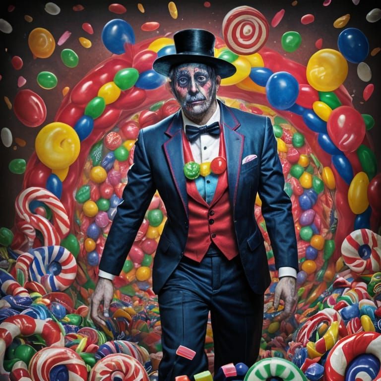 Colorful Candy Man in Dark Candy Land