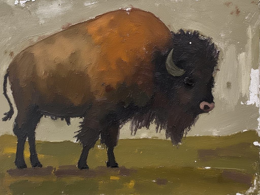 Abstract Buffalo Son in Earthy Grungy Landscape