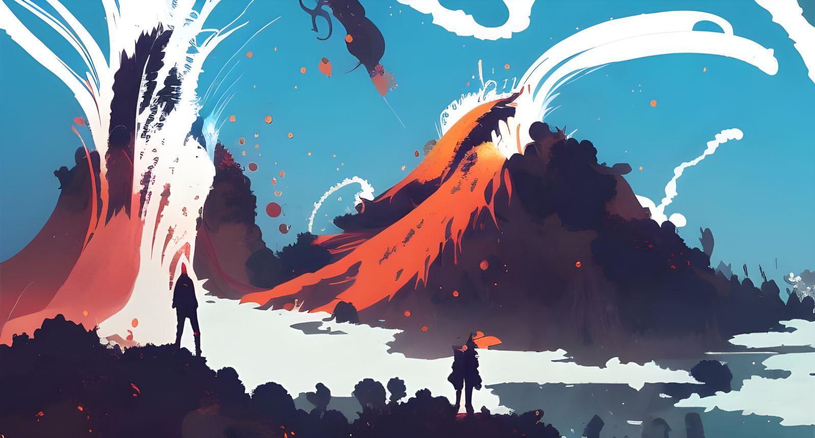 Volcano King's Eruption: Composite Digital Illustration