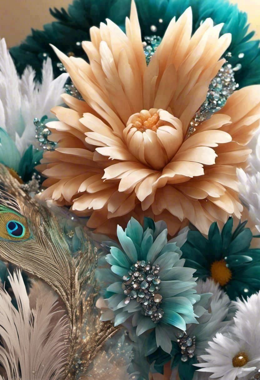 Fluffy Peacock Feathers in 3D Render