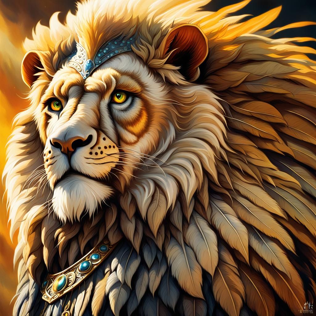 Regal Fantasy Creature with Eagle's Body and Lion's Pride