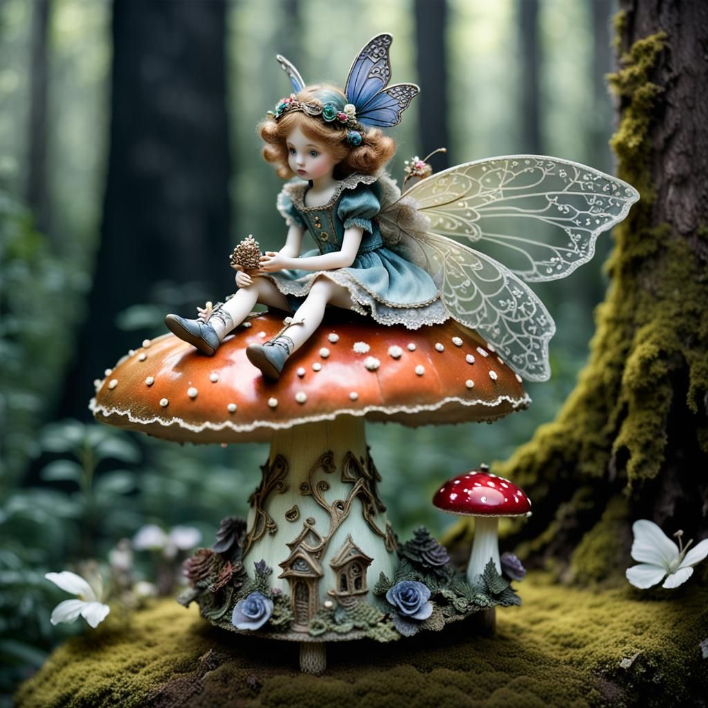 Victorian Fairy with Iridescent Wings