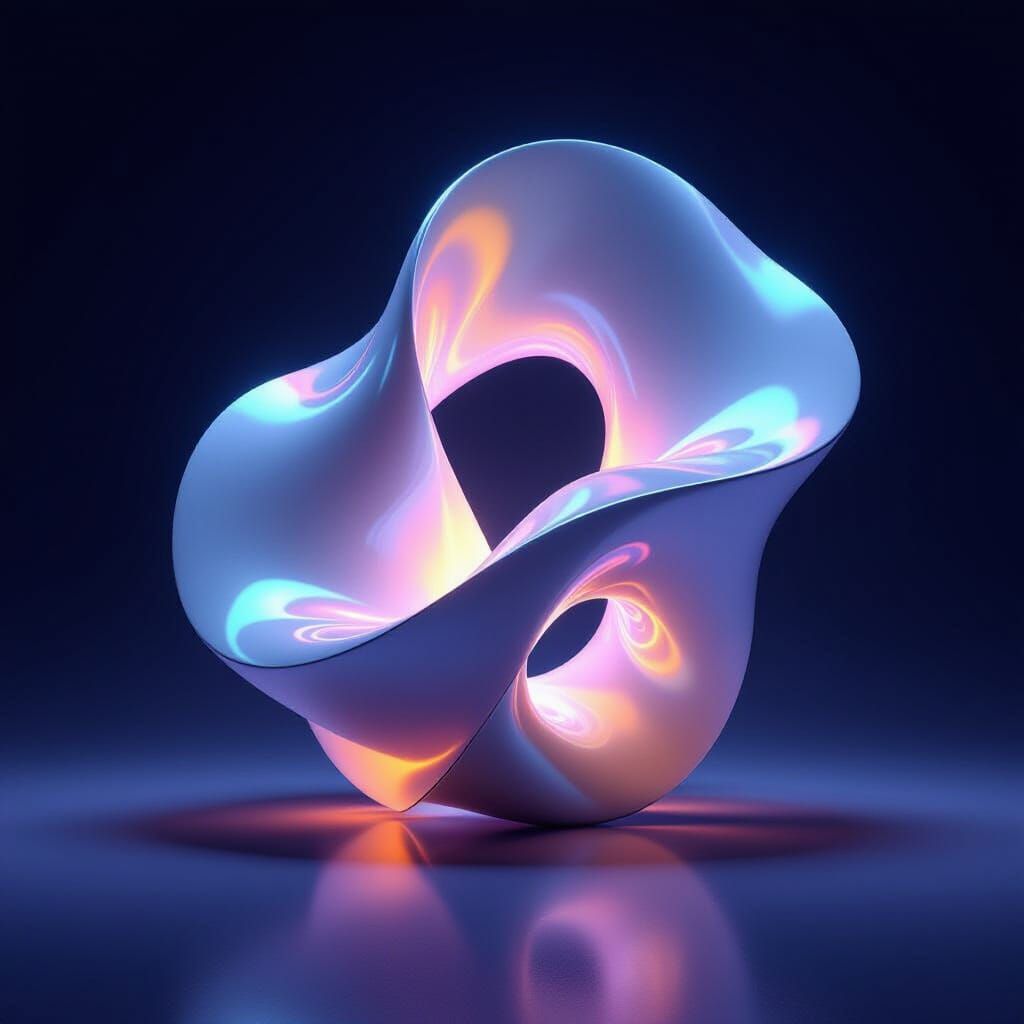 Abstract Iridescent Light Sculpture in Void