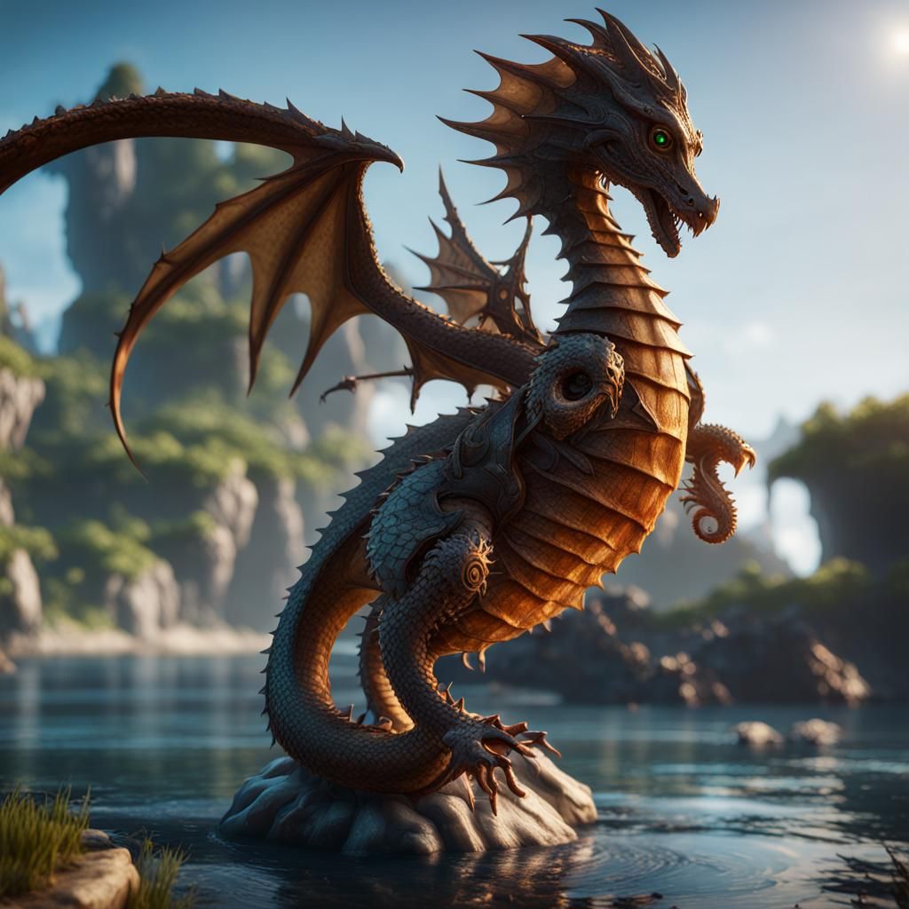 Dragon Seahorse Duck Hybrid in 3D Game Style