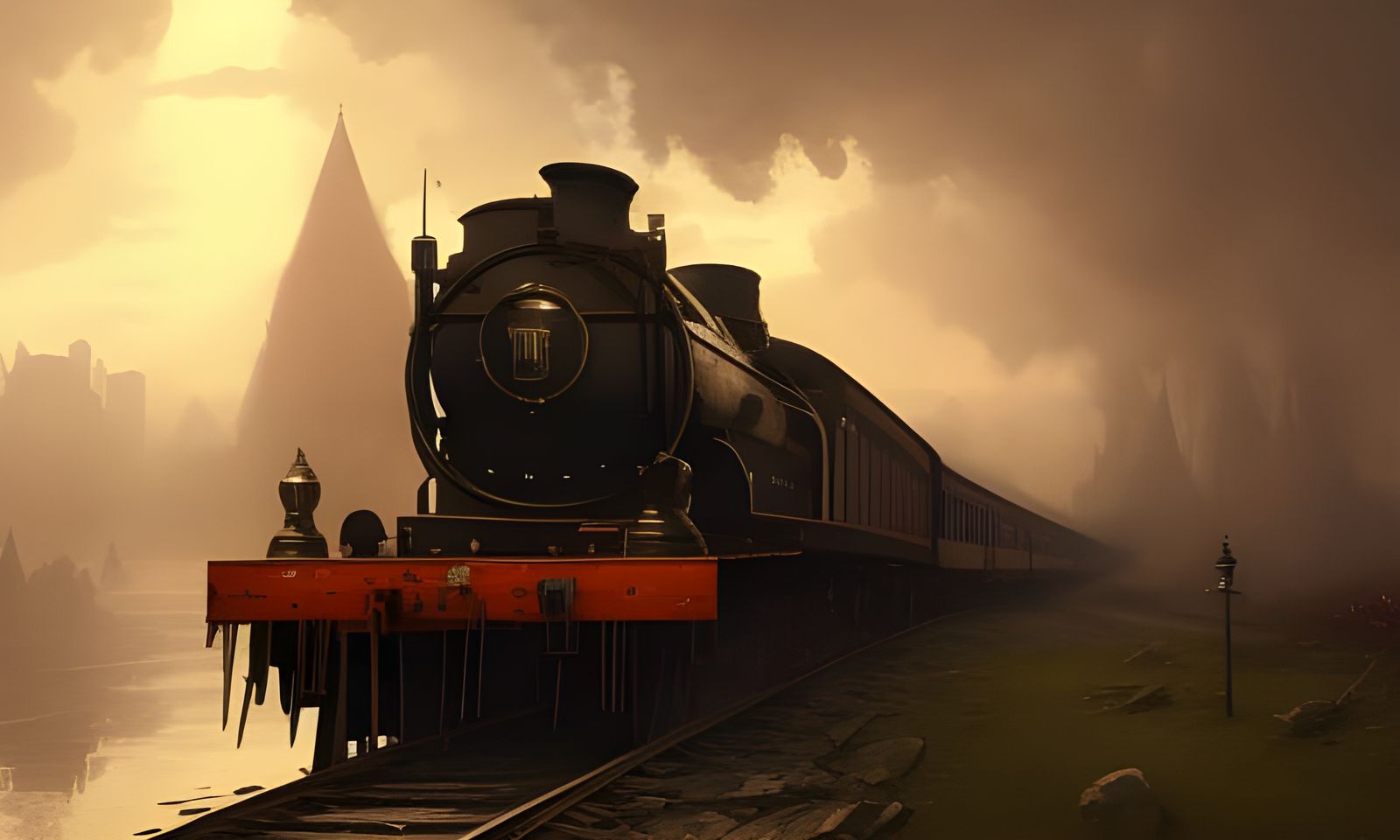 Dark Fantasy Steam Train Concept Art