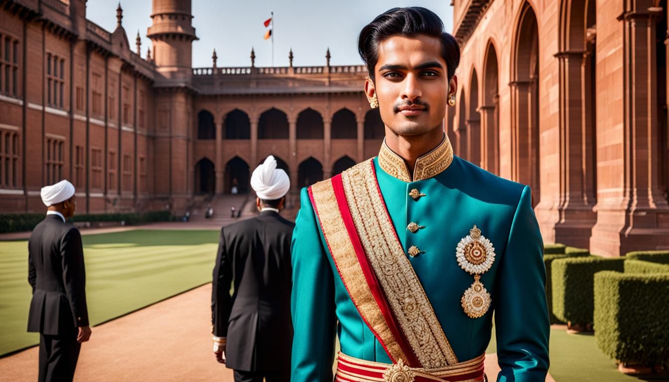 Rich Indian Teen in Royal Attire at School