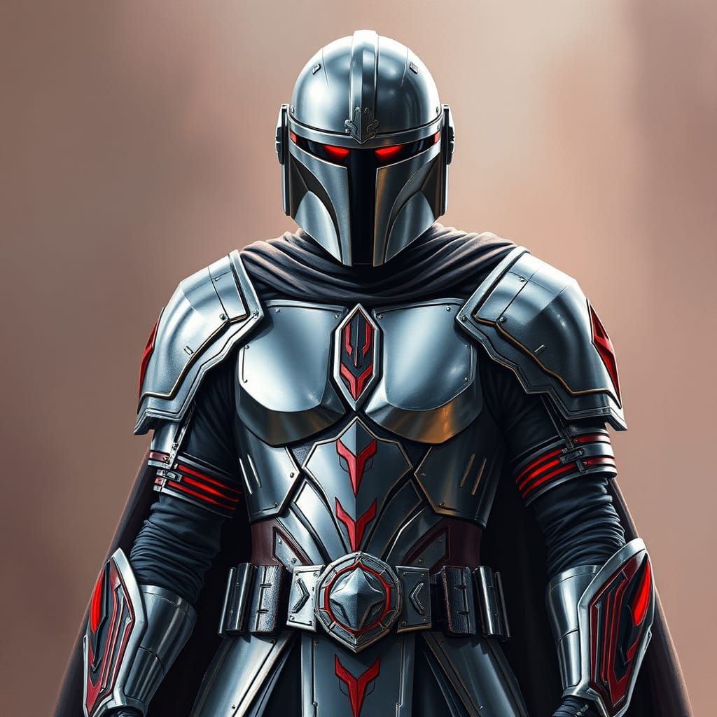 Mandalorian Elite Warrior in Imperial Silver Armor