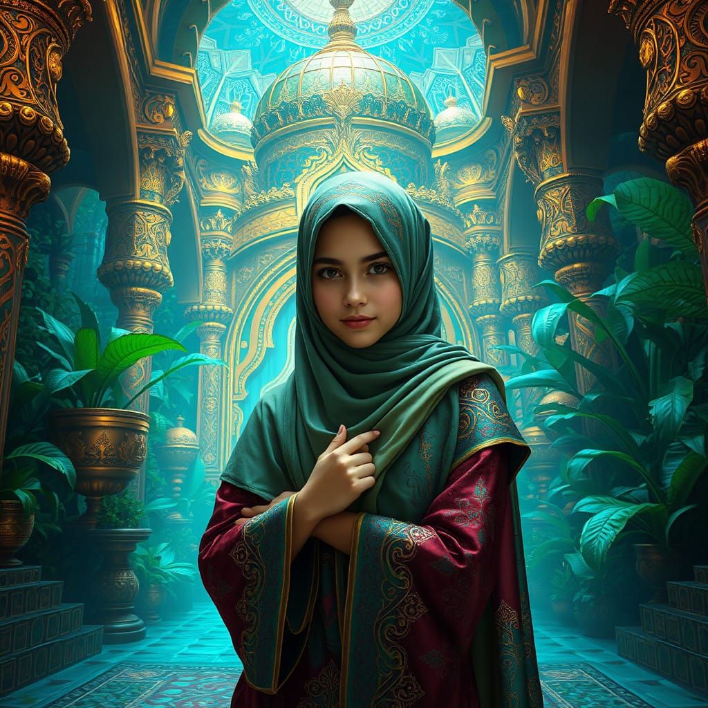 Muslim Girl in Opulent Mystic Realm
