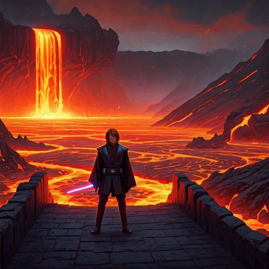 Anakin Skywalker on Lava Planet: Digital Oil Painting