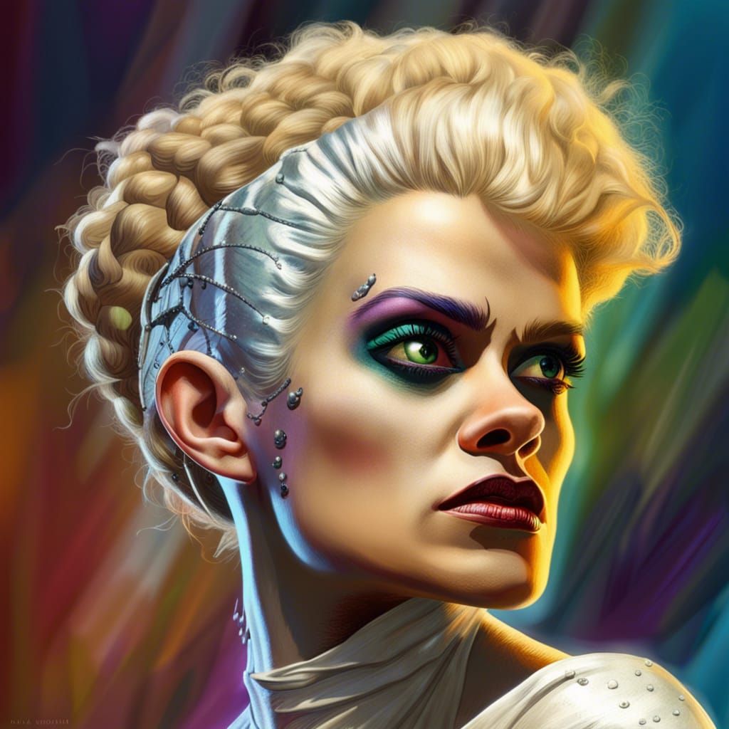Hyperrealistic Bride of Frankenstein Portrait
