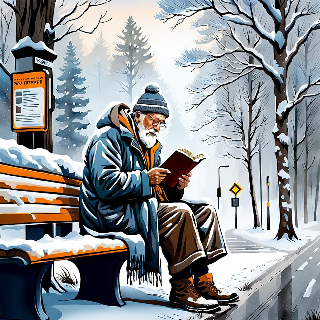 Old man waiting patiently for his bus...