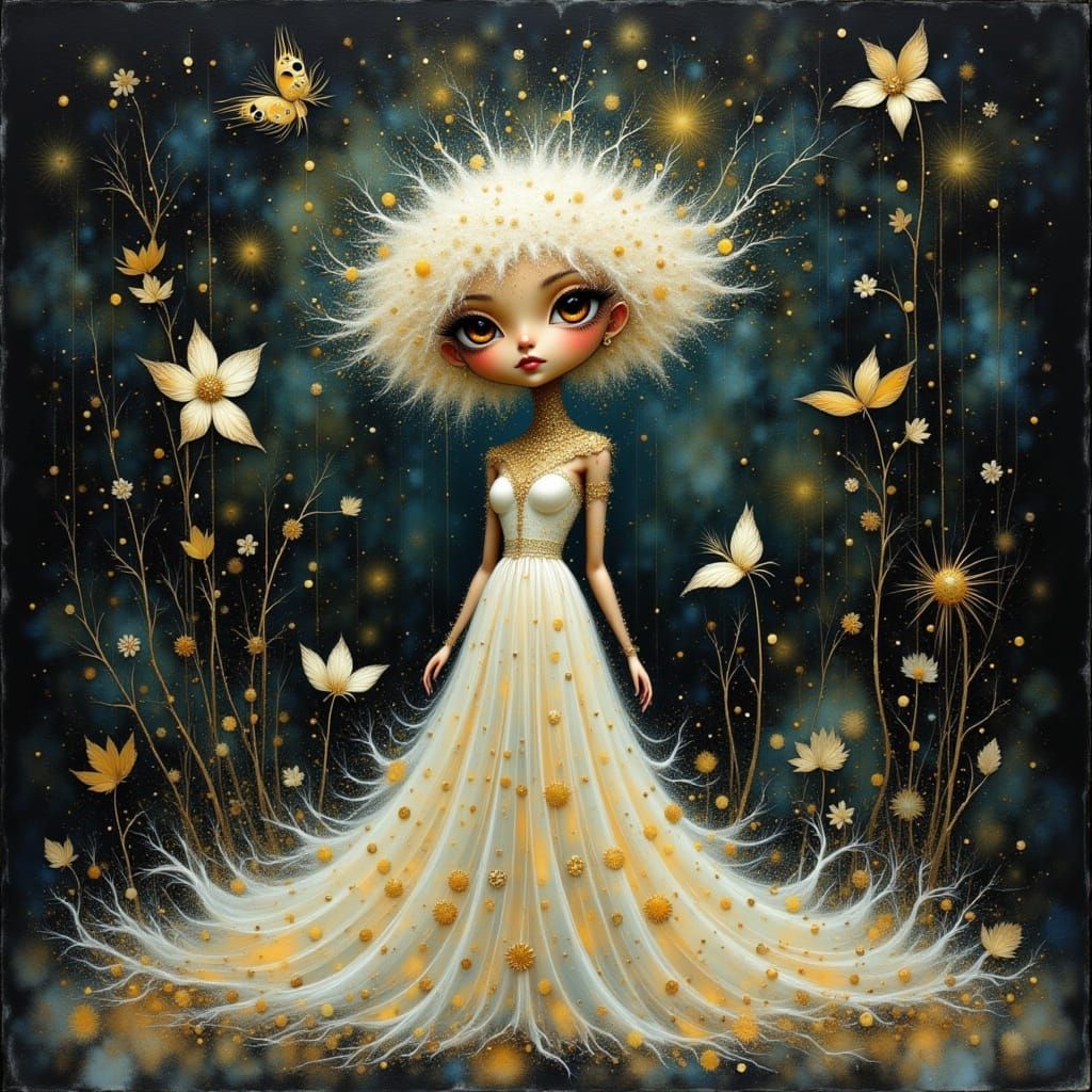 Woman in Iridescent Mist, Retro Aesthetic