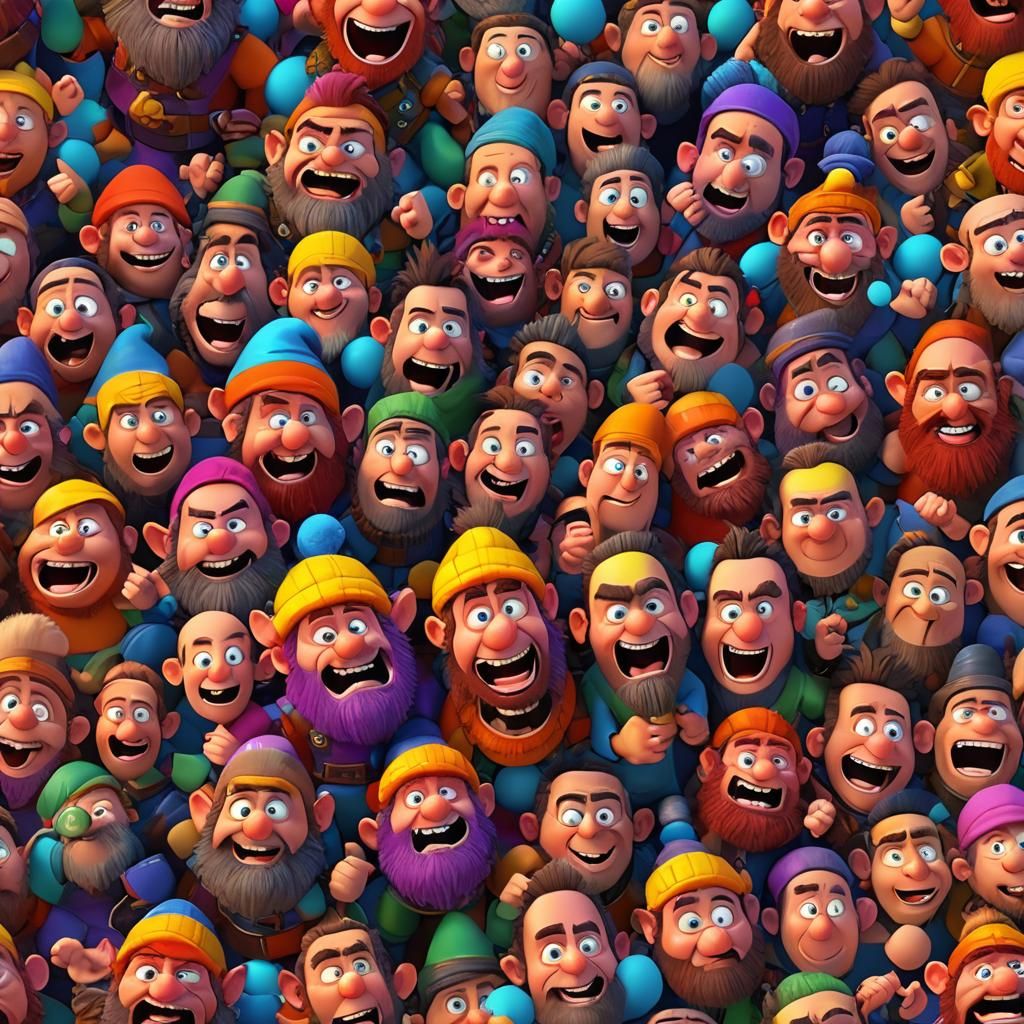 Crazy Dwarf Funny Faces in 3D Pixar Style