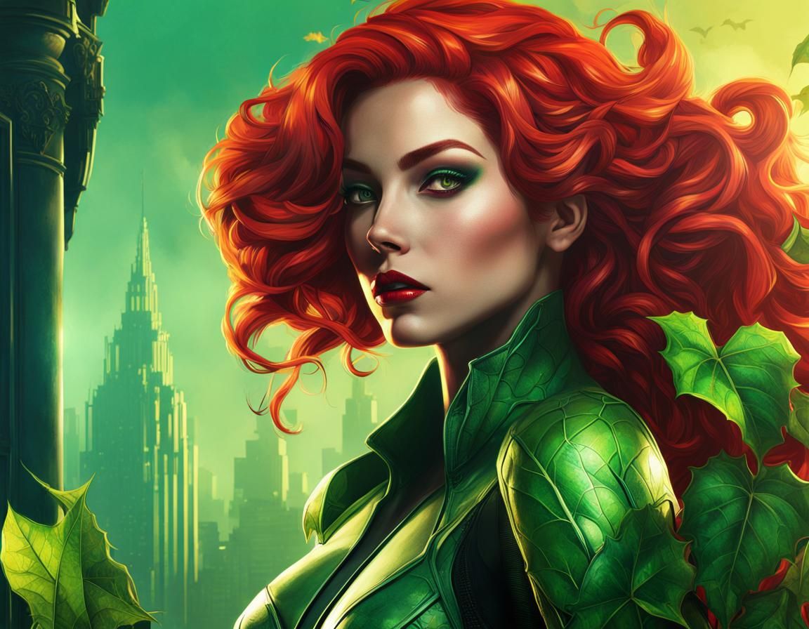 Poison Ivy in Cyberpunk Digital Painting Style