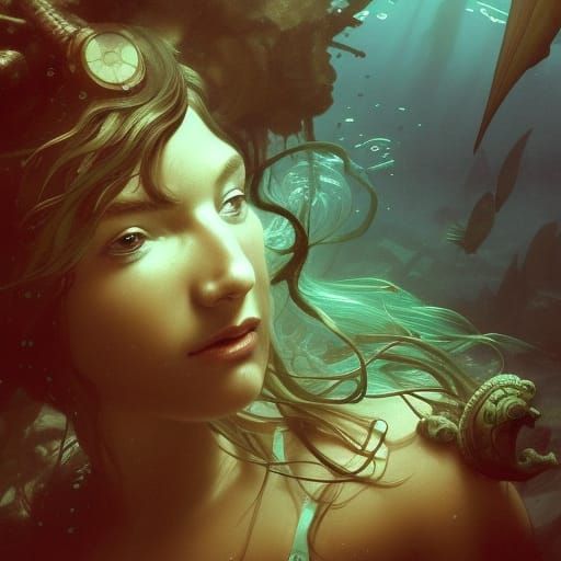 Merfolk Gathering at Underwater Shipwreck