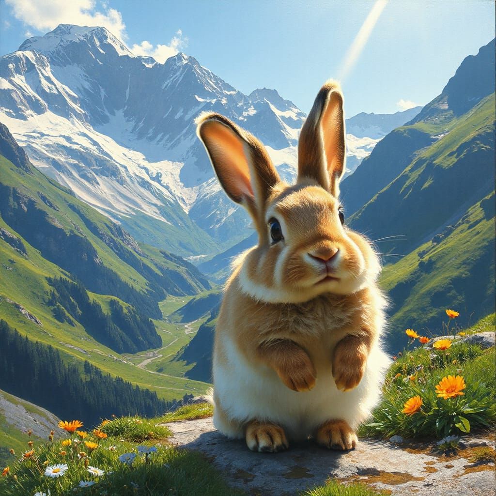 Fluffy Rabbit Adventures in Swiss Alps