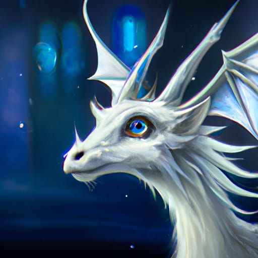 Opalescent Doe Dragon Portrait in Digital Art Style