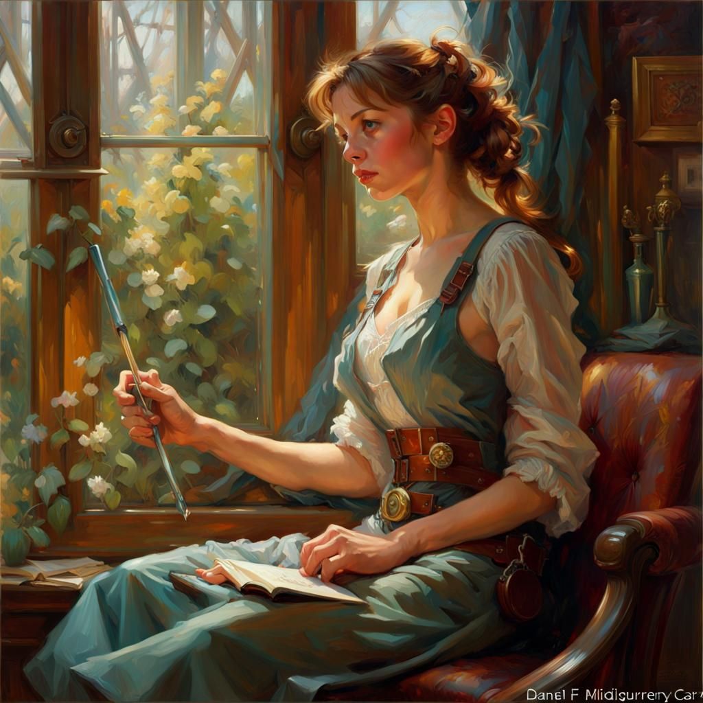 Detailed Steampunk Oil Painting in 4K Resolution