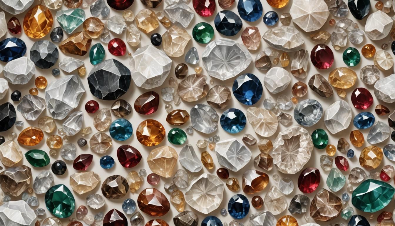 Antique Lithograph of Gems and Minerals