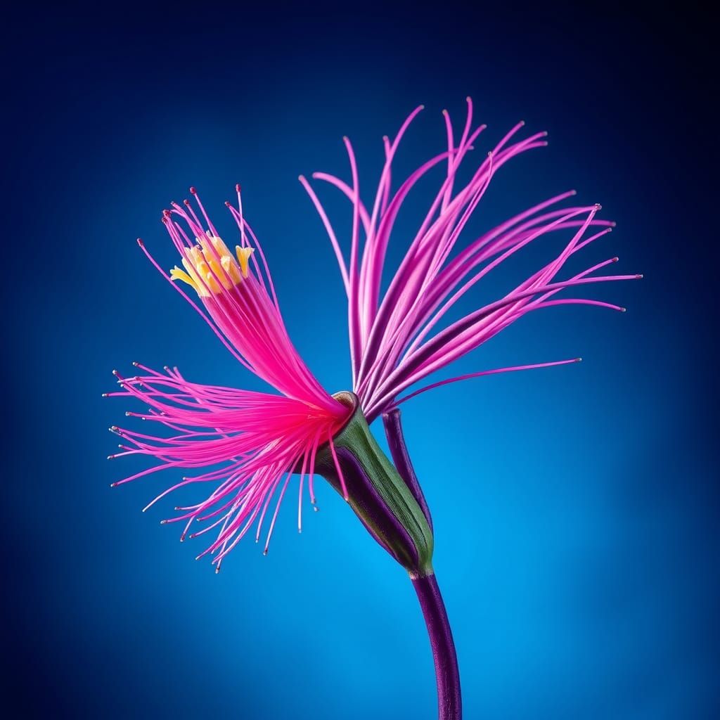 Exotic Flower with Neon Colors in Dreamlike Style