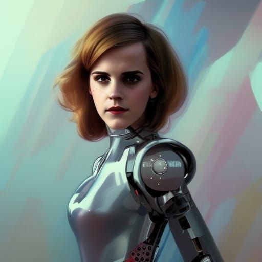 Emma Watson as a Robot Girl in 1980s Style