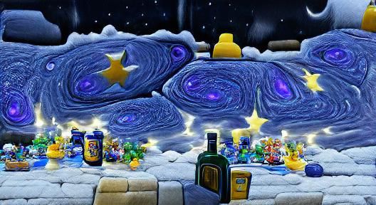 Mario Galaxy in Starry Night Style
