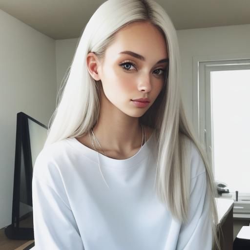 Beautiful White Girl Portrait on White