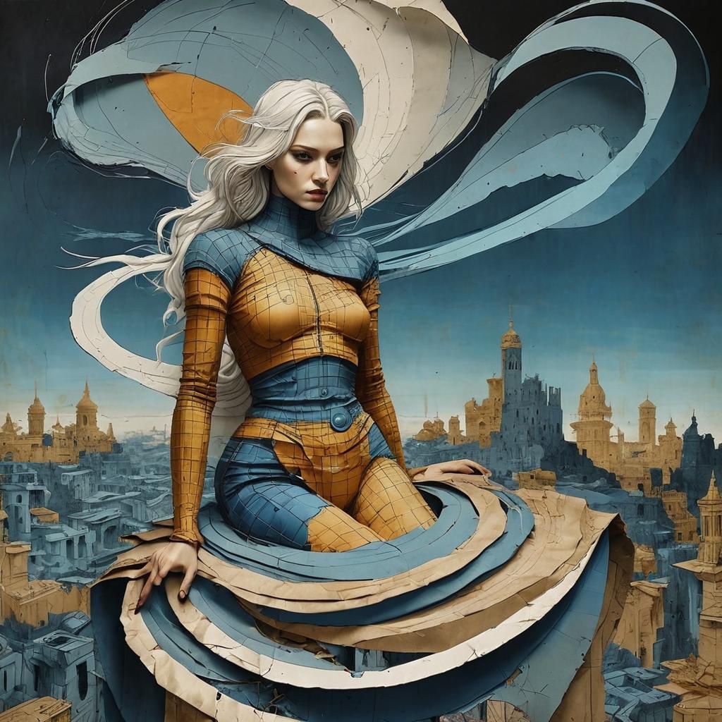 Striking Ink Drawing of Woman with Optical Illusion