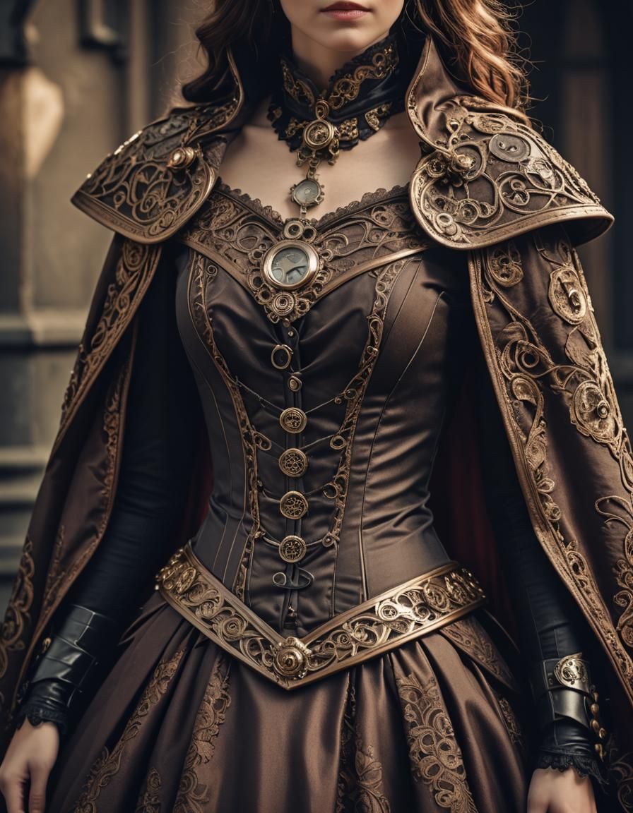 Victorian Steampunk Dress with Cape