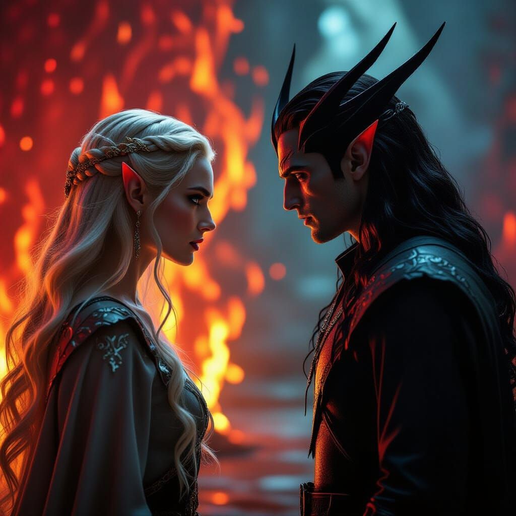 Galadriel and Sauron's Fiery Magical Confrontation