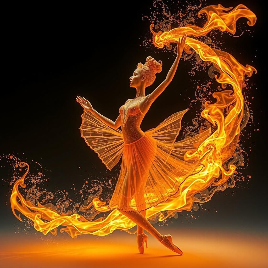 Fiery Ballerina: A Surreal Glass Art Creation