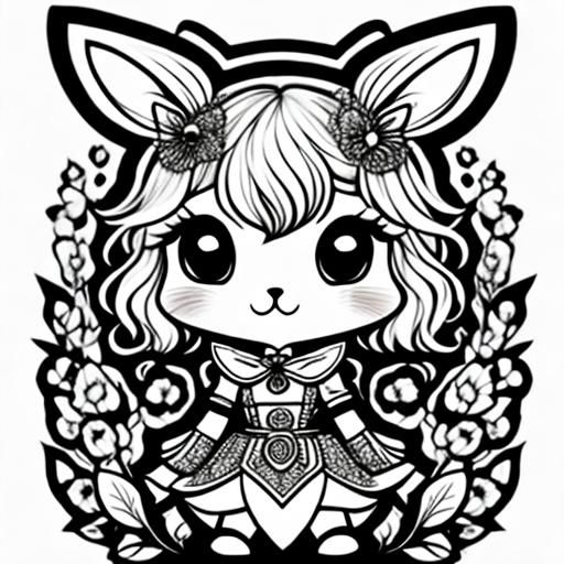 Charming Chibi Bunny Coloring Book Page