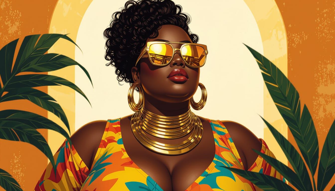 Afrofuturist Portrait with Golden Accents