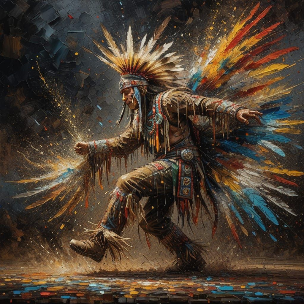 Ojibwe Warrior Dances in Melting Wax Art