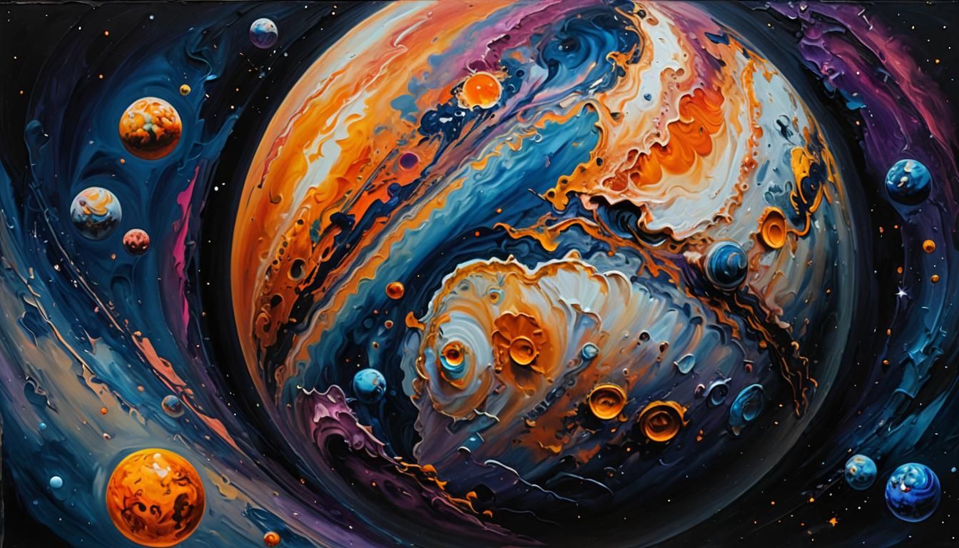 Jupiter as Impasto Oil Painting in Bold Colors