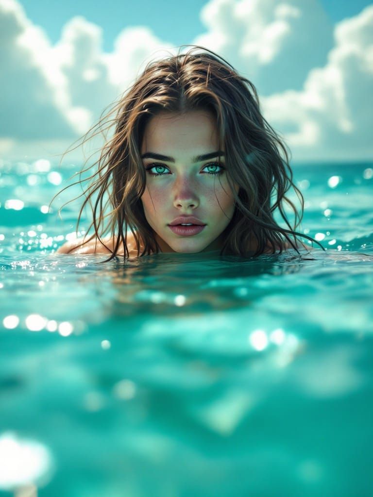 Turquoise Sea Goddess Captured in Candid Photograph