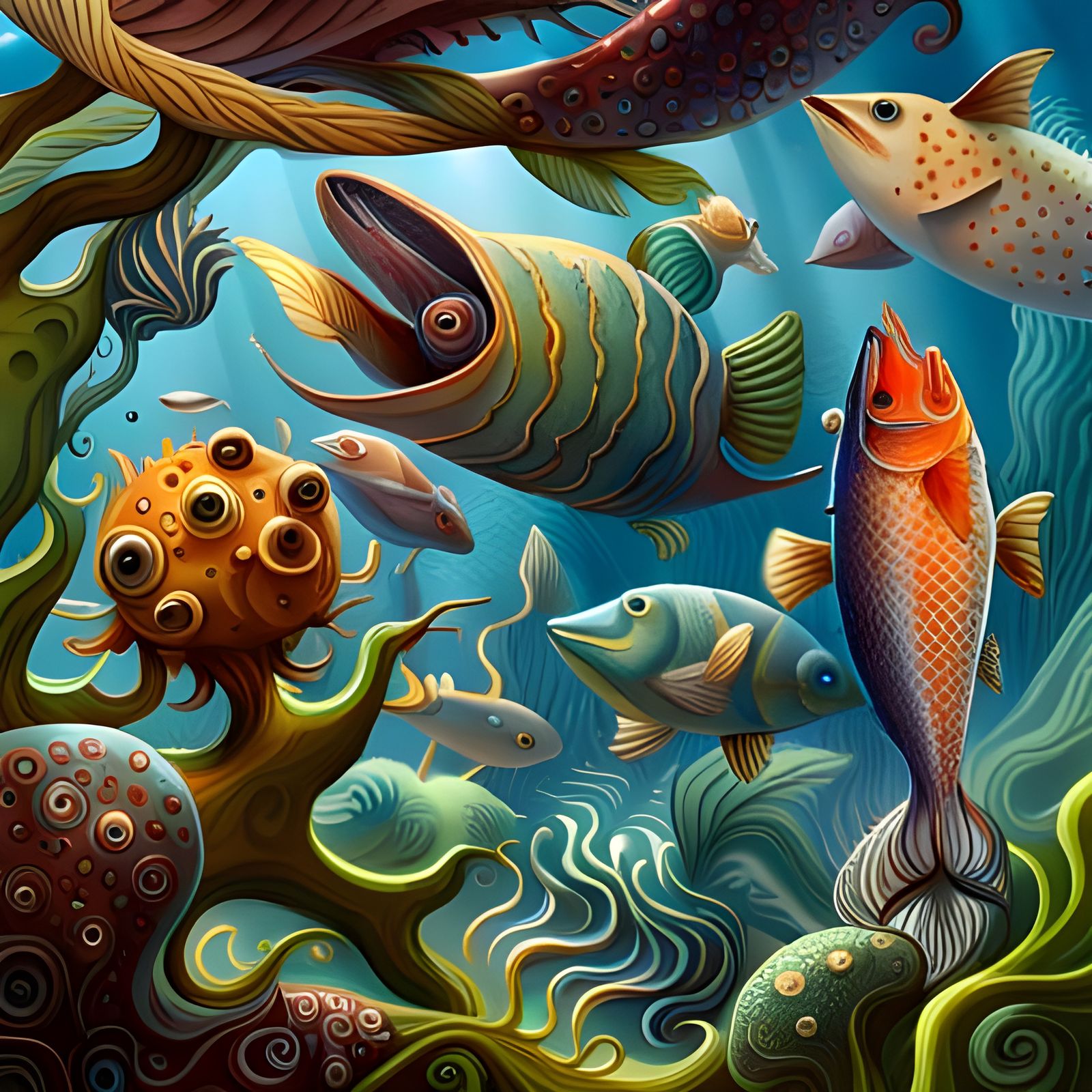 Detailed Maximalist Japanese Scene in Digital Art