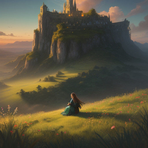 Enchanted Girl in a Verdant Meadow