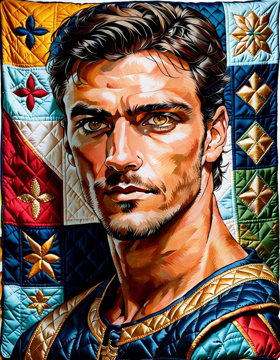 Quilted Blanket Featuring a Handsome Man