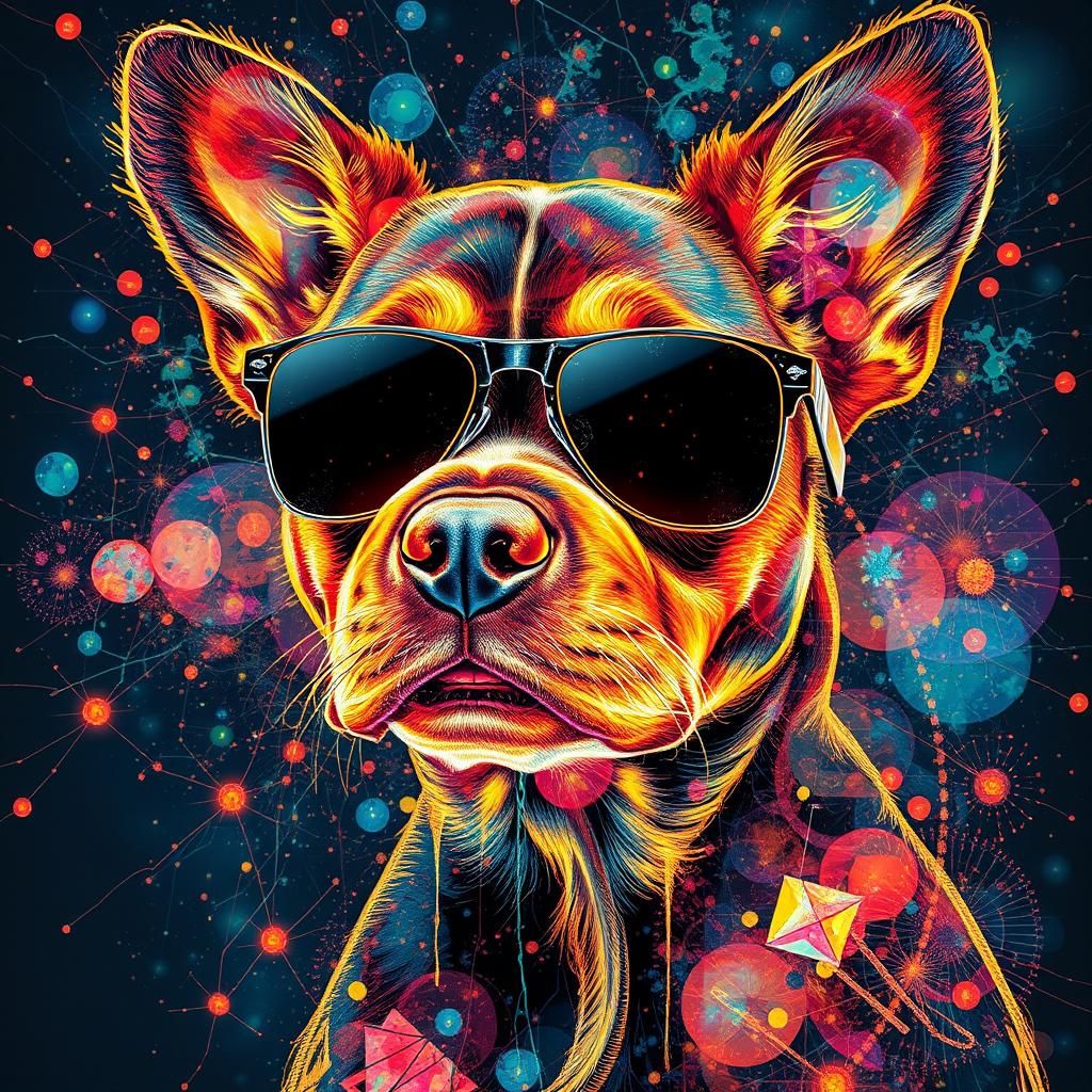 Abstract Puppy Portrait in Alcohol Ink X-Ray Style