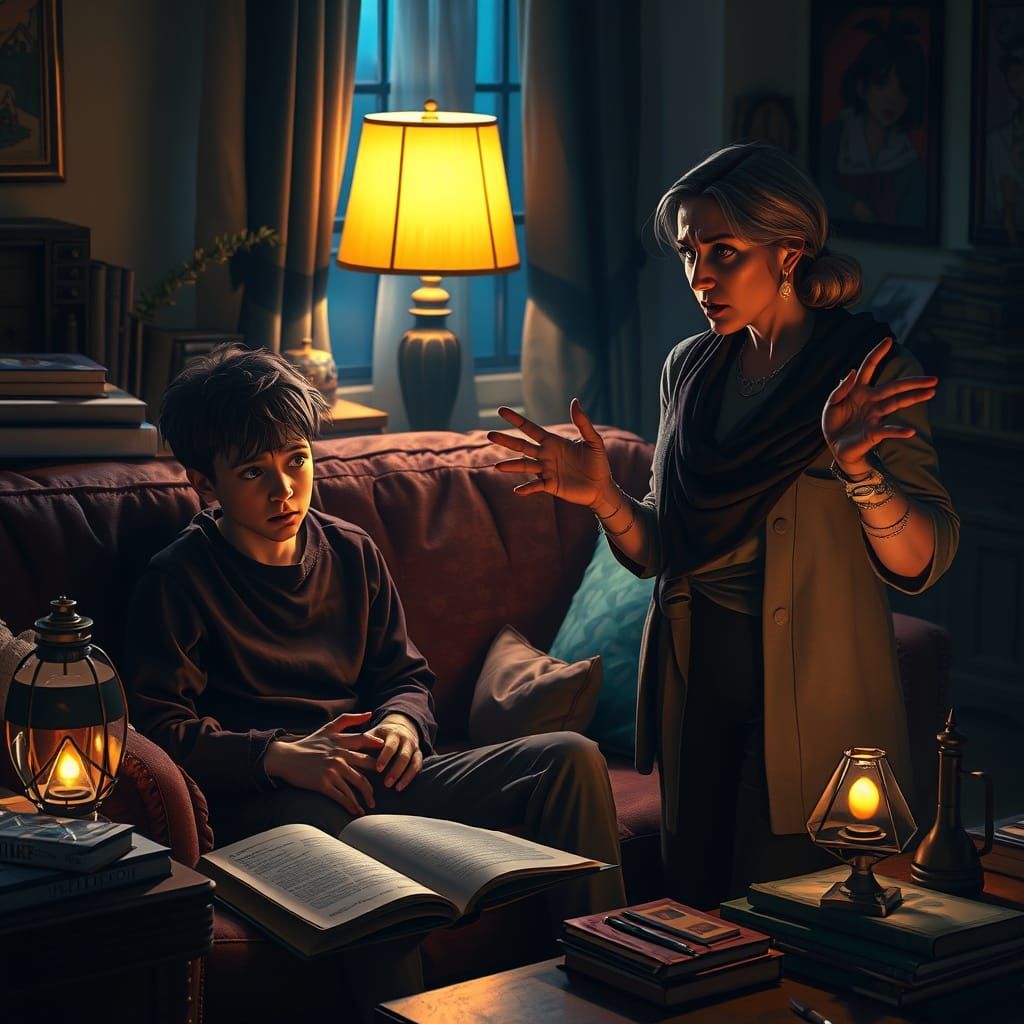 Emotional Confrontation in a Cozy Living Room