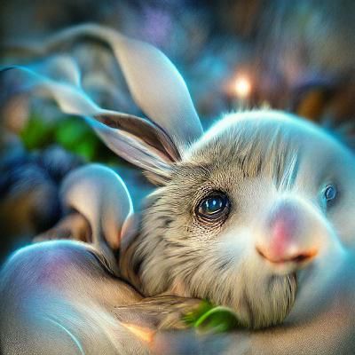 Happy Rabbit in Woodland Landscape, Digital Art