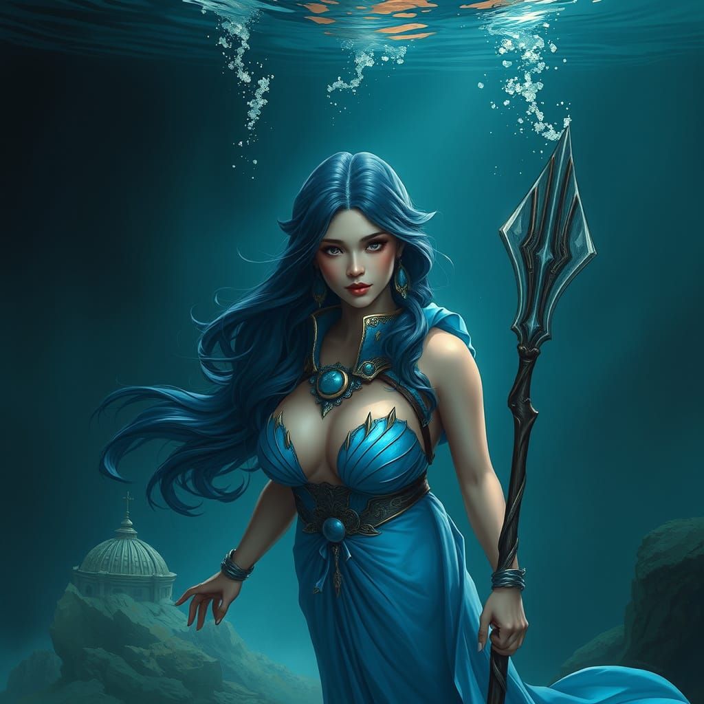 Mermaid Warrior in Enchanting Blue
