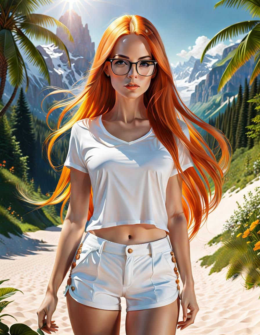 German Woman with Orange Hair in Summer