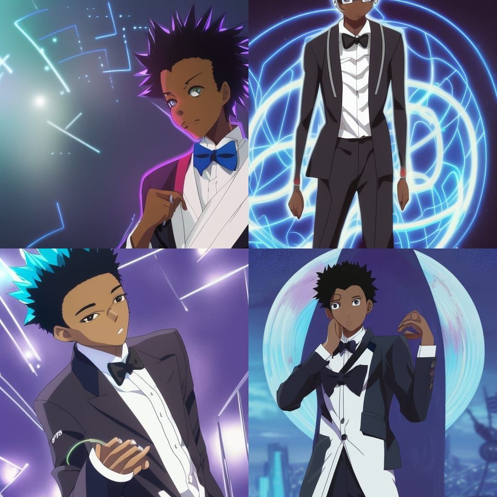 Anime Boy in Futuristic Tuxedo, Studio Ghibli Style